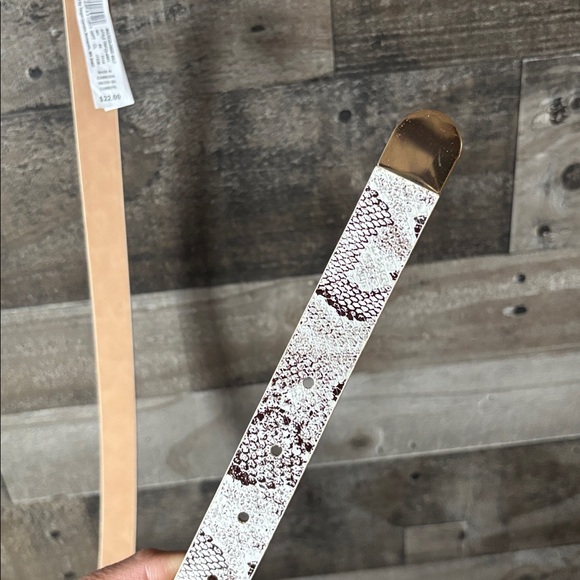 a new day White Snake-Print Thin Belt with Gold Buckle - Picture 5 of 7